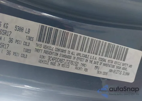 2018 Dodge Journey Se z USA, uszkodzony, nr VIN 3C4PDCAB7JT276152